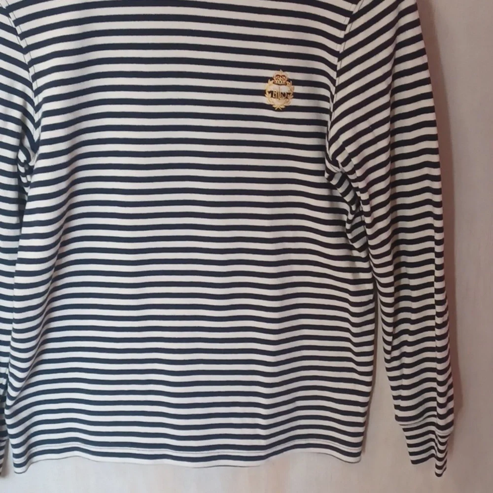 Lauren Ralph Lauren Striped Turtleneck, Embroidered Crest Size P/P Vintage - Picture 6 of 11